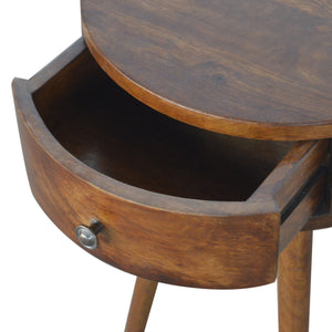 Nordic solid mango wood bedside table side view