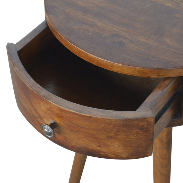Nordic solid mango wood bedside table side view