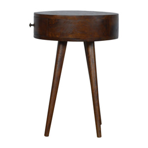 Nordic chestnut bedside table with single storage drawer