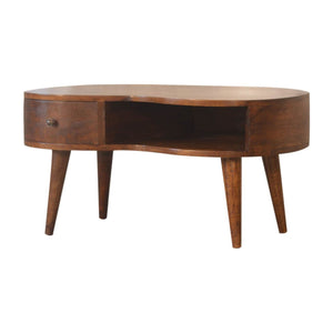 Chestnut Wave Coffee Table showing rounded tabletop edges