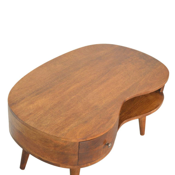 Chestnut Wave solid mango wood coffee table side view