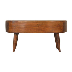 Solid mango wood Chestnut Wave Coffee Table with drawer