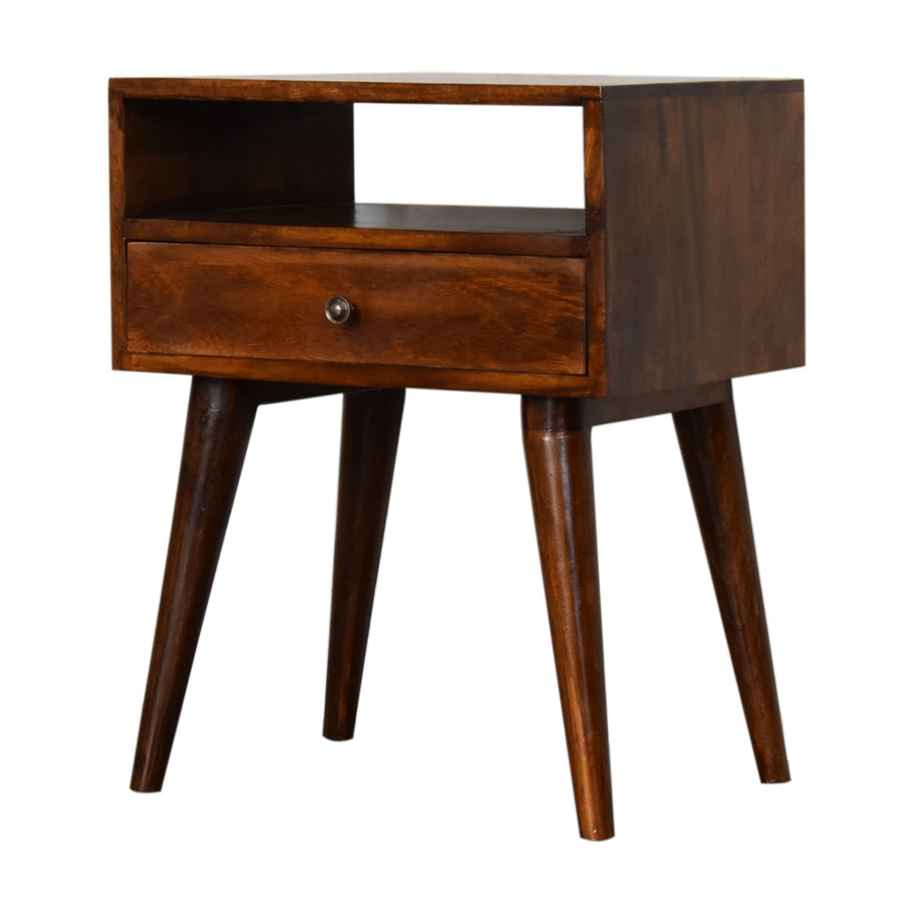 Chestnut mango wood bedside table front view