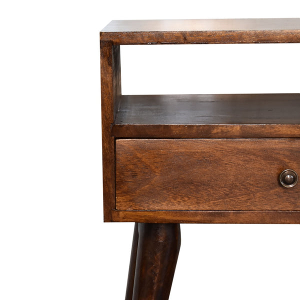 Solid mango wood bedside table drawer and brass handle