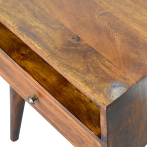 Chestnut bedside table with Scandinavian-style wooden legs