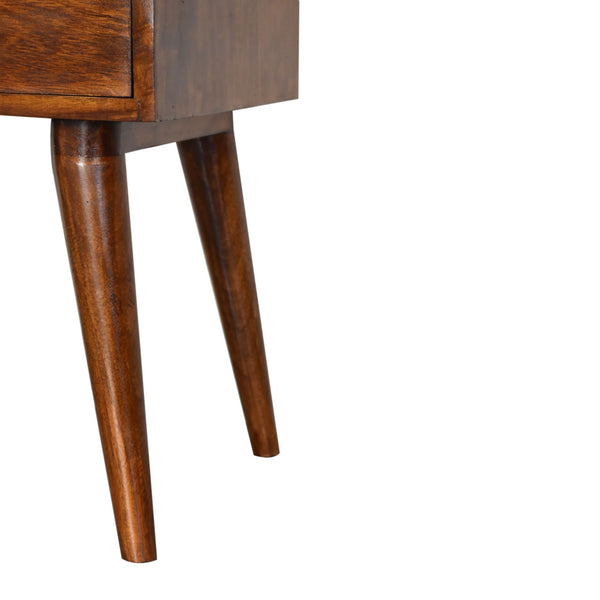 Modern solid mango wood bedside table in chestnut finish