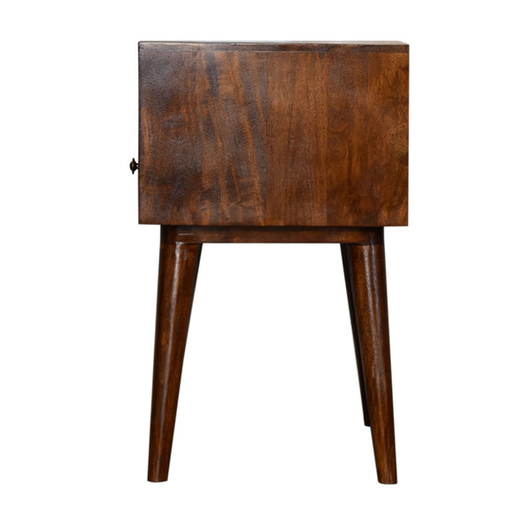 Chestnut mango wood bedside table with brass drawer knob
