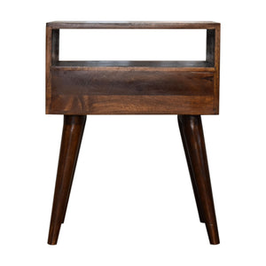 Modern chestnut solid wood bedside table with drawer