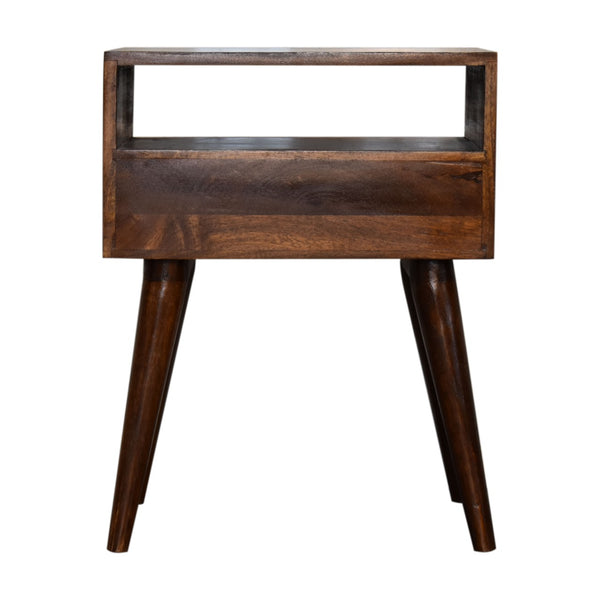 Modern chestnut solid wood bedside table with drawer