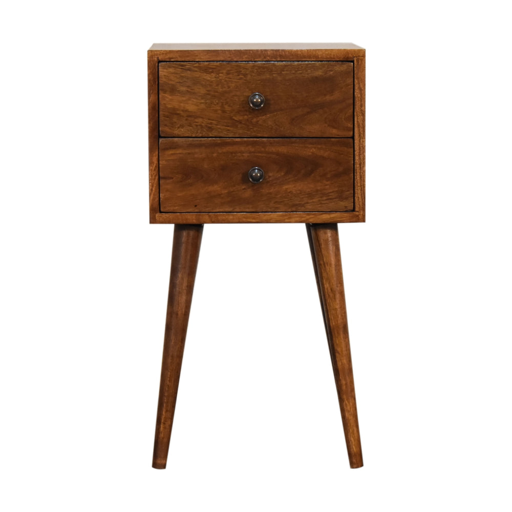 Scandinavian-style chestnut wood bedside table