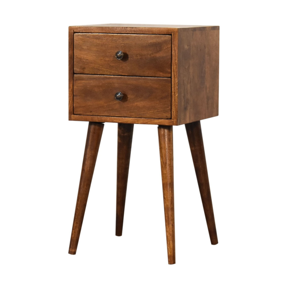 Scandinavian-style chestnut wood bedside table