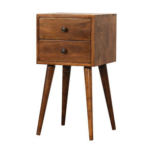Scandinavian-style chestnut wood bedside table