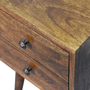 Solid mango wood 2 drawer bedside table