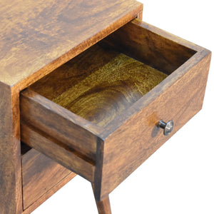 Mini chestnut bedside table with Scandinavian-style legs