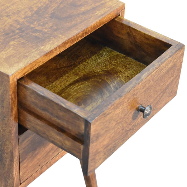 Mini chestnut bedside table with Scandinavian-style legs