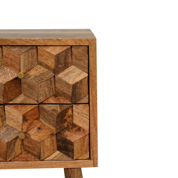 Mini Cube wooden bedside table with Scandinavian legs