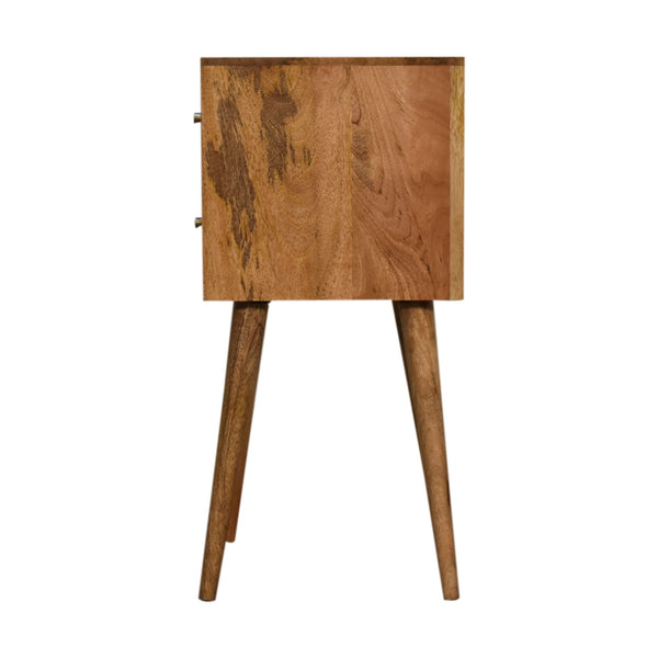 Oak-ish finish Mini Cube 2 drawer bedside table