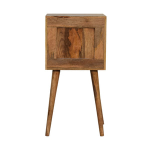 Mini Cube Carved 2 Drawer Wooden Bedside Table