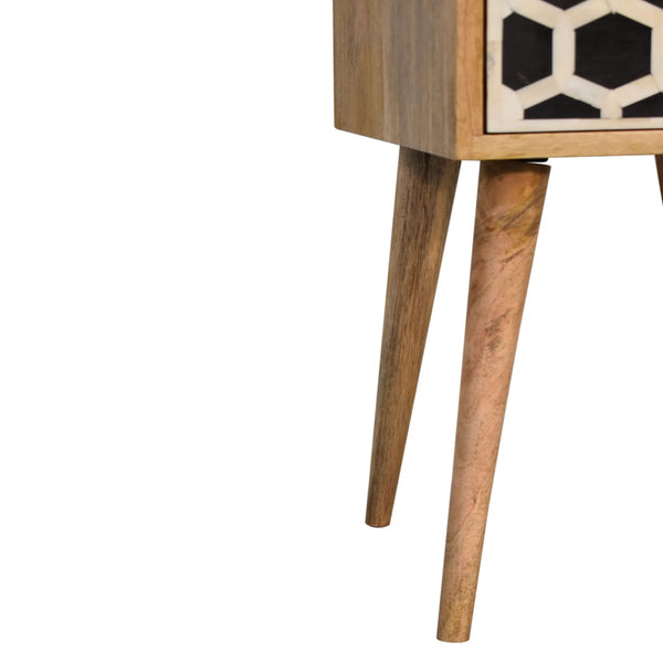 Mini Bone Inlay Bedside Table with two drawers