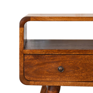 Chestnut mango wood media unit front view