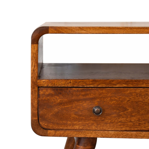 Chestnut mango wood media unit front view