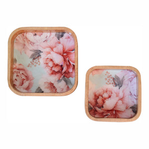 Pink Floral Square Bowl Set of 2 | Sleek Furniture
