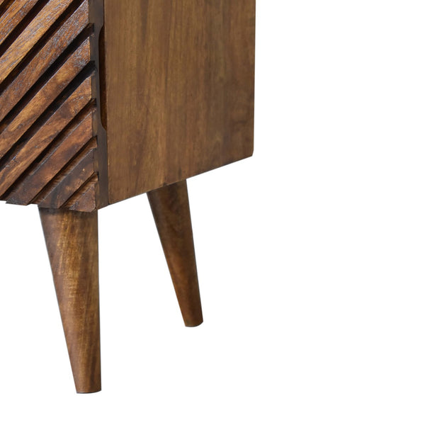 Lille chestnut bedside table with two hand-carved drawers