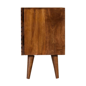 Lille 2 drawer chestnut bedside table in solid mango wood