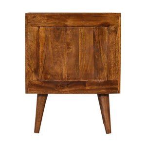 Lille solid mango wood bedside table side view