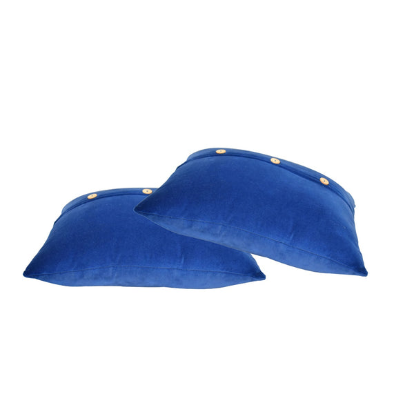 Quinn Cushion Set of 2 – Royal Blue Velvet Button-Down Cushions