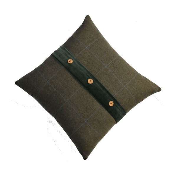 Quinn Cushion Set of 2 - Green Olive Tartan & Green Velvet