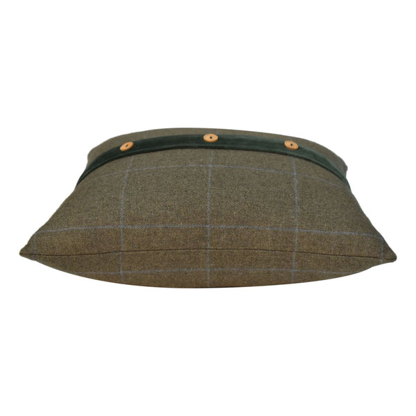 Quinn Cushion Set of 2 - Green Olive Tartan & Green Velvet