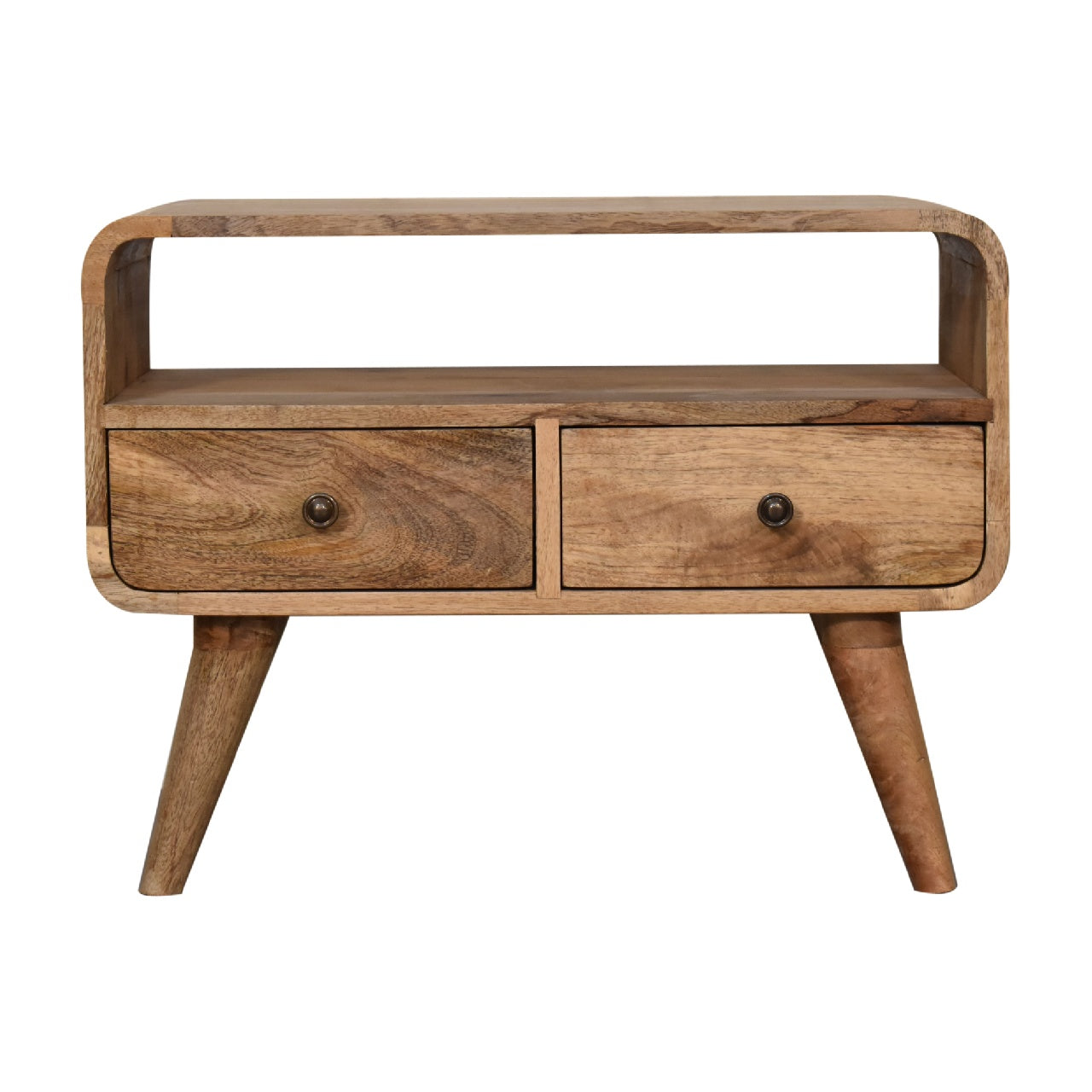 Mini Curved Oak ish Media Unit