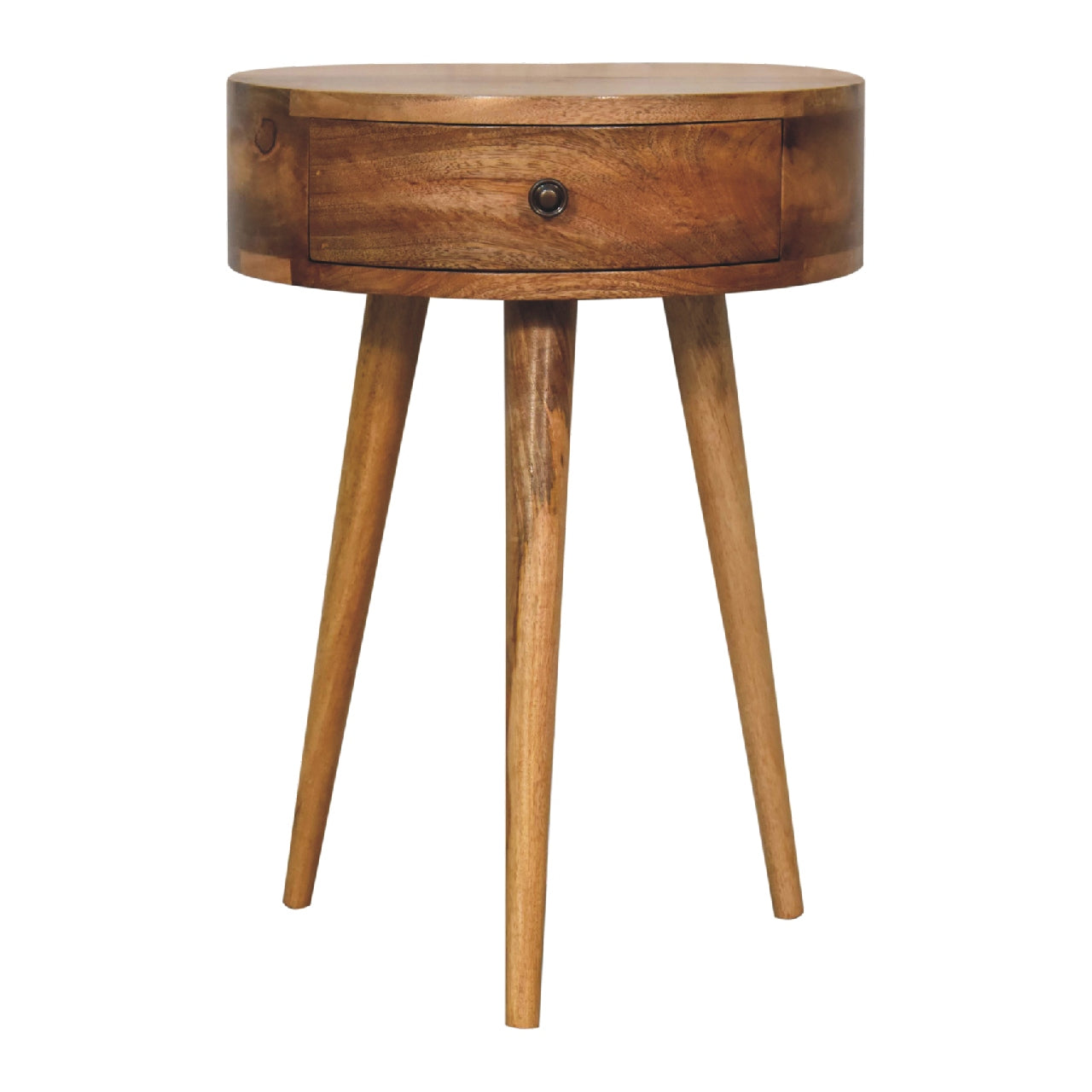 Mini Oak ish Circular Shape Bedside