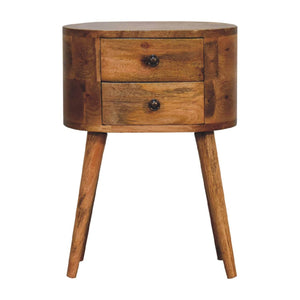 Mini Oak-ish Rounded Bedside Table - My Store