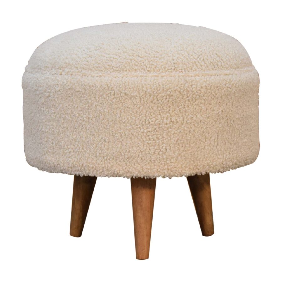 Cream Boucle Rounded Footstool - My Store