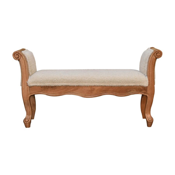 Cream Boucle French Style Bench - My Store