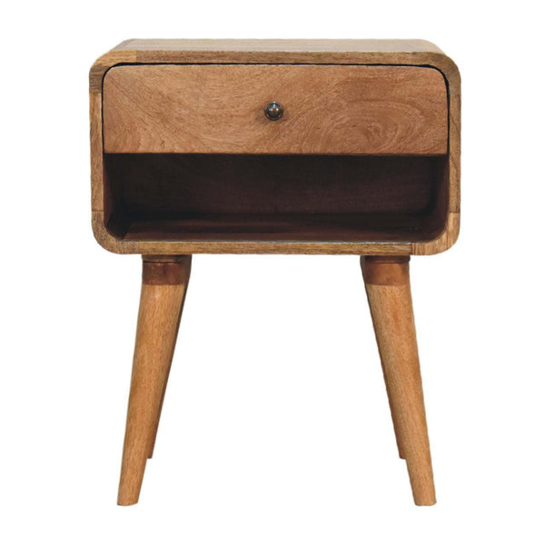 Curved Oak-ish Open Bedside - My Store