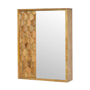 Solid mango wood mirror cabinet side view