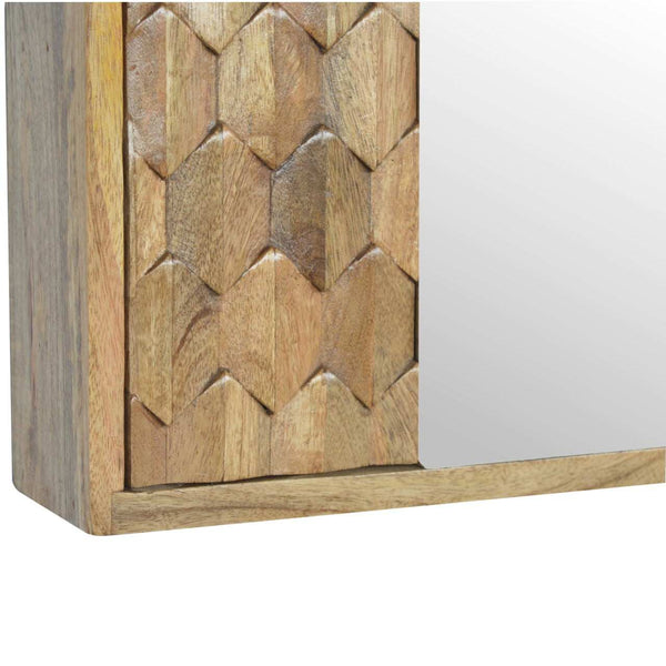 Pineapple carved mirror cabinet for hallway storage