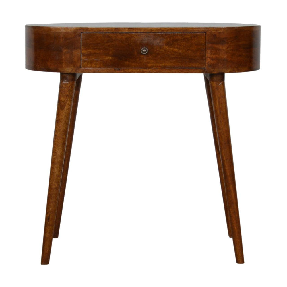 Albion Chestnut Console solid mango wood table with drawer and Nordic legs in chestnut finish