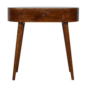 Albion Chestnut Console solid mango wood table with drawer and Nordic legs in chestnut finish