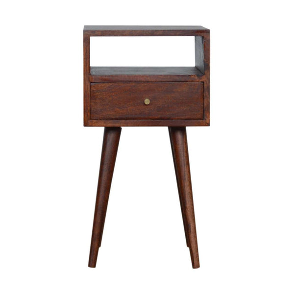 Mini wooden bedside table in rich cherry finish