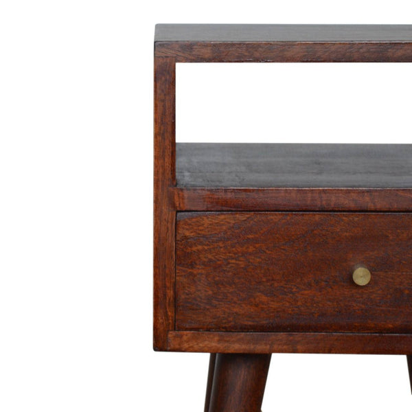 Compact solid wood bedside table with drawer