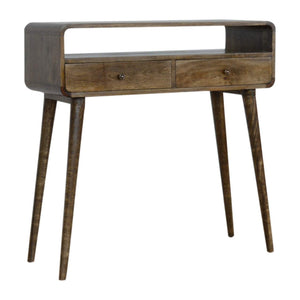 Grey wash mango wood console table front view