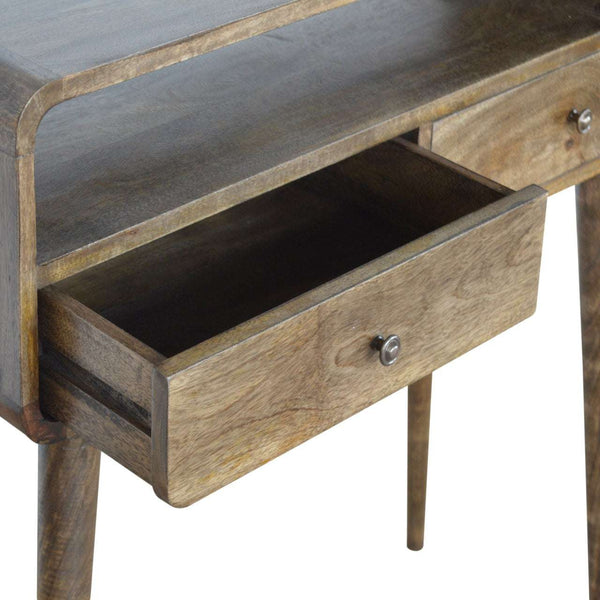 Solid mango wood console table with two storage drawers