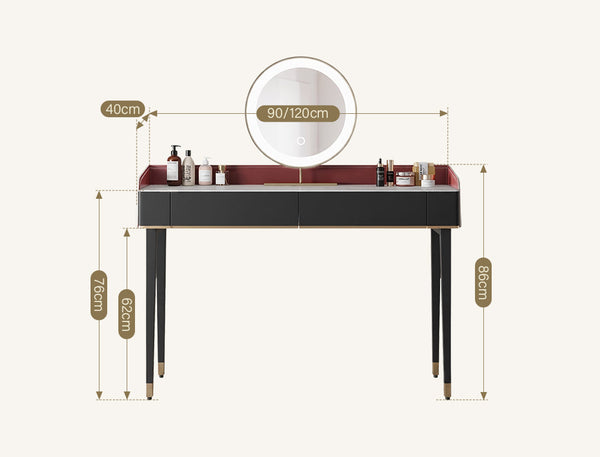 Ivoree Dressing Table with Drawers & LED Mirror