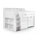 Julian Bowen Jupiter Mid Sleeper Bed with Pull-Out Desk, Storage Drawers, Shelving & Bookcase – White, Grey Oak or Anthracite – UK Single (90 x 190cm)