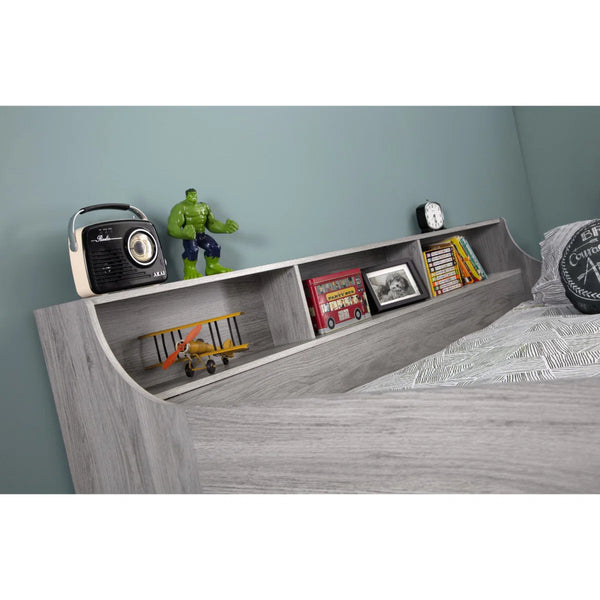 Julian Bowen Jupiter Mid Sleeper Bed with Pull-Out Desk, Storage Drawers, Shelving & Bookcase – White, Grey Oak or Anthracite – UK Single (90 x 190cm)