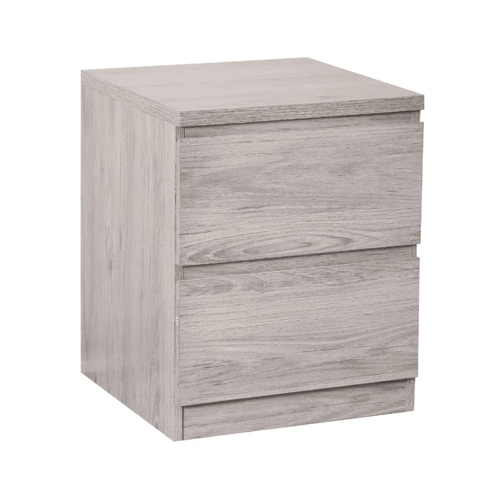 Julian Bowen Jupiter 2 Drawer Bedside Table – Modern Grey Oak Effect Nightstand with Spacious Storage for Bedroom